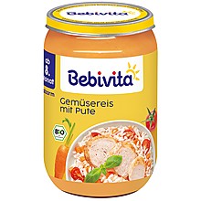 Био Пюре Bebivita Зеленчуци, Ориз и Пуешко 8м+