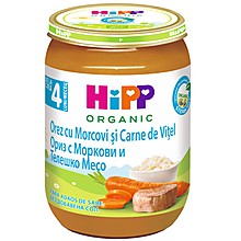 Био Пюре Hipp Ориз, Моркови и Телешко 4м+