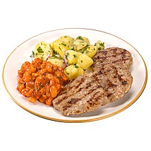 Кюфтета на Скара с Бобена и Картофена Салати от NOBullsh*t