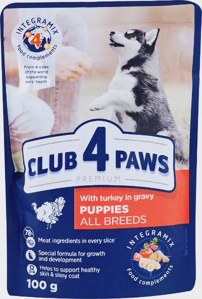CLUB 4 PAWS Храна за кученца
пуйка в сос